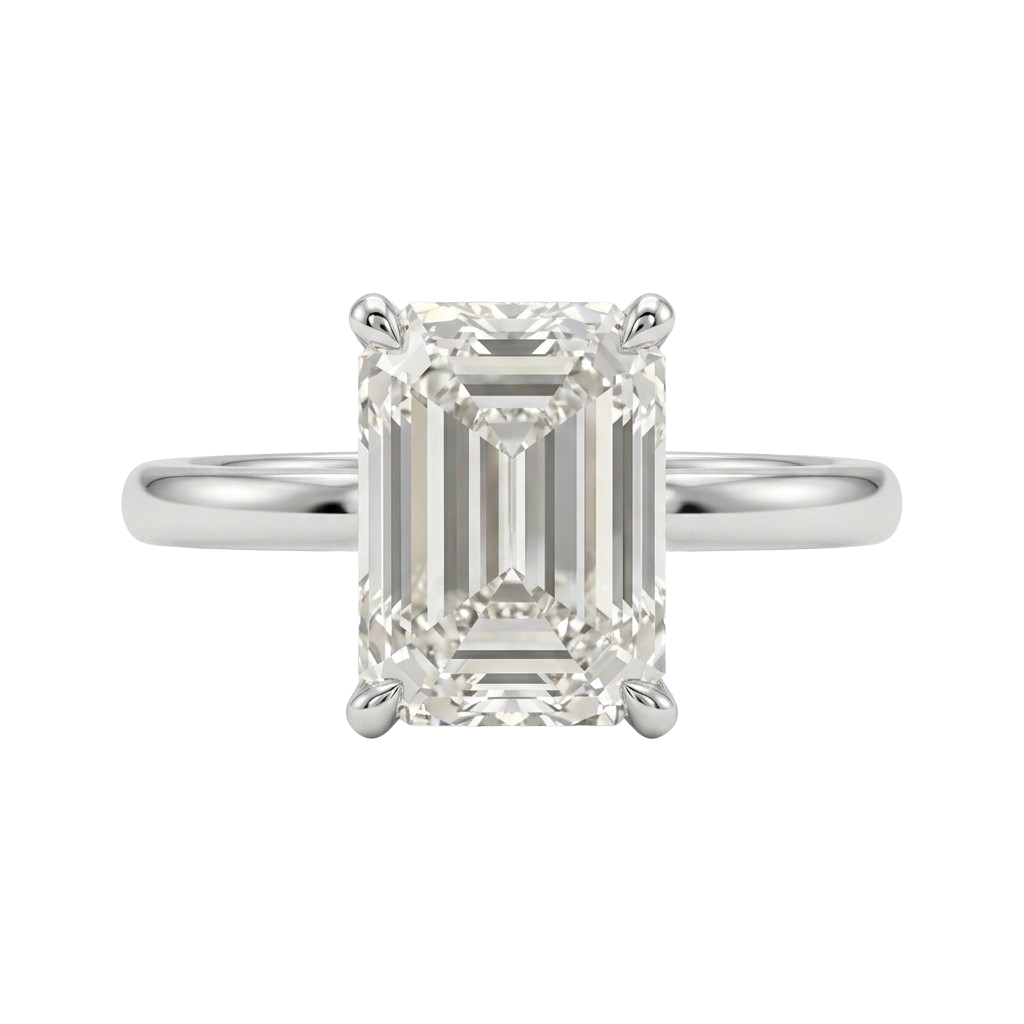 2.04ct Emerald Cut Lab Diamond Solitaire Engagement Ring 14K White Gold
