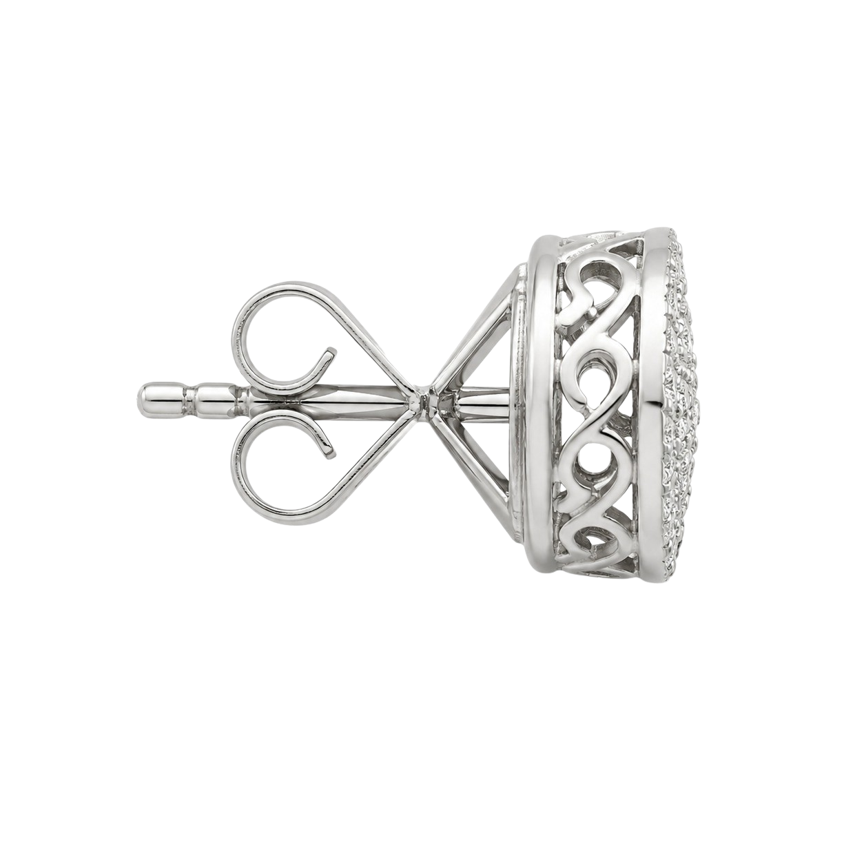 18K White Gold Round Diamond Cluster Halo Stud Earrings