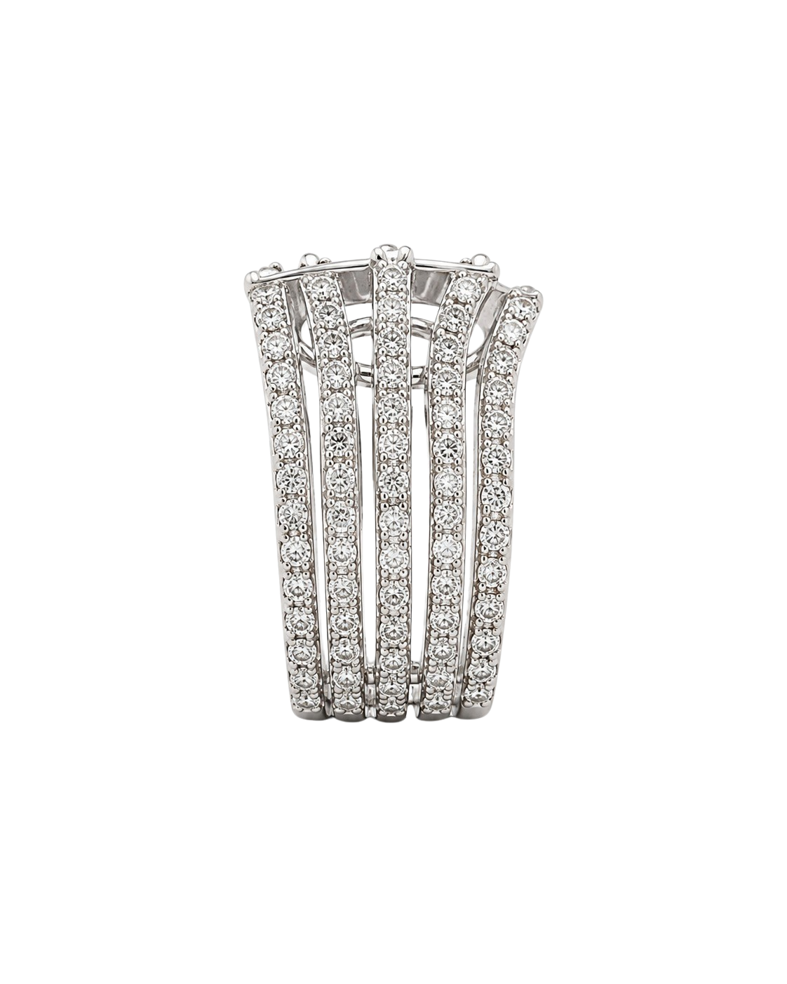 2.00ct Multi-Row Diamond Hoop Earrings 14K White Gold