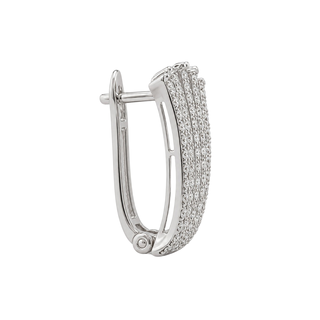 2.00ct Multi-Row Diamond Hoop Earrings 14K White Gold