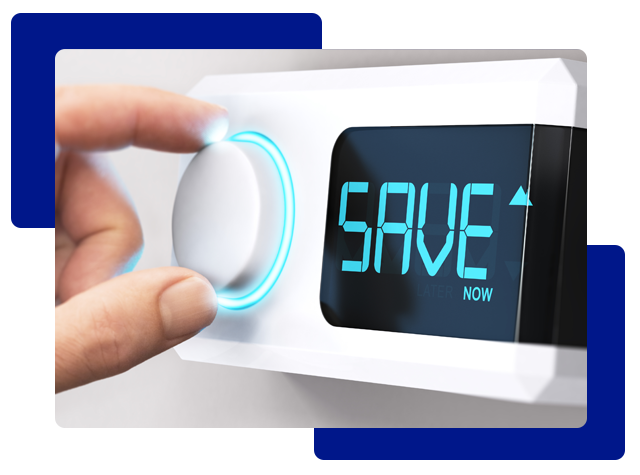 Hand turning a thermostat dial with