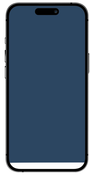 Smartphone with blue screen, black frame, white bar at the bottom, and camera cutout at the top.