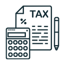 Tax document with calculator and pen icon