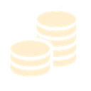 Stacked gold coins icon on a white background