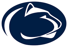 Penn State Nittany Lion logo in navy and white oval.