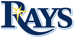 Tampa Bay Rays logo with dark blue text and a yellow and white sunburst.