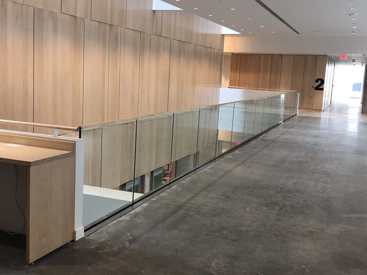 Glass balcony guardrail.