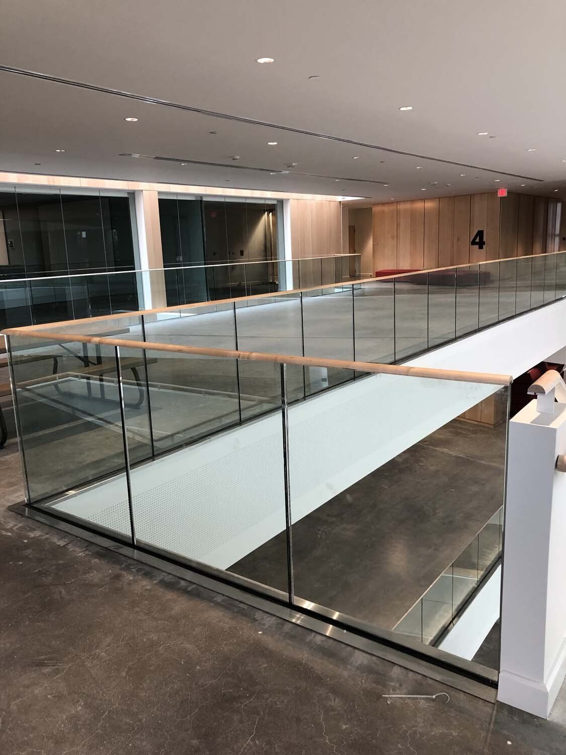 Glass balcony guardrail.