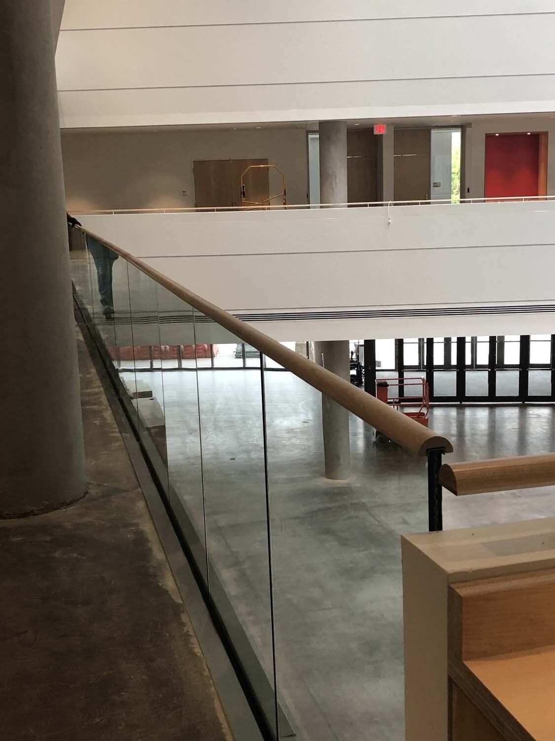 Glass balcony guardrail.