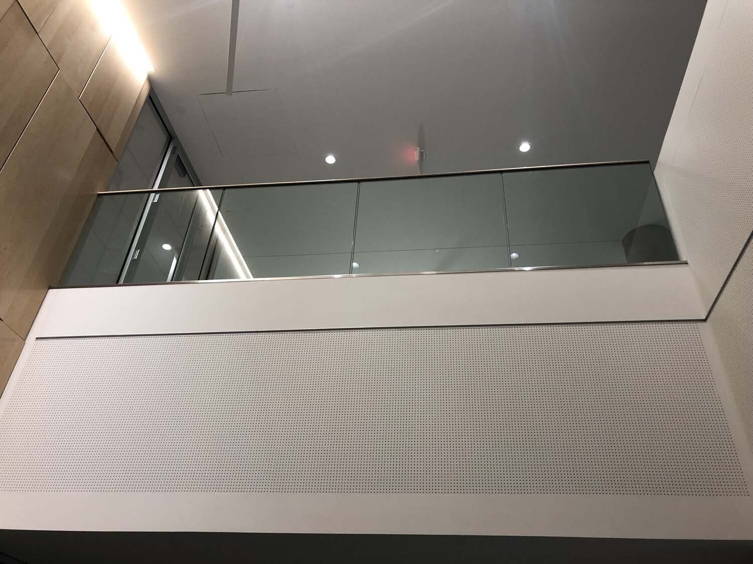 Glass balcony guardrail.