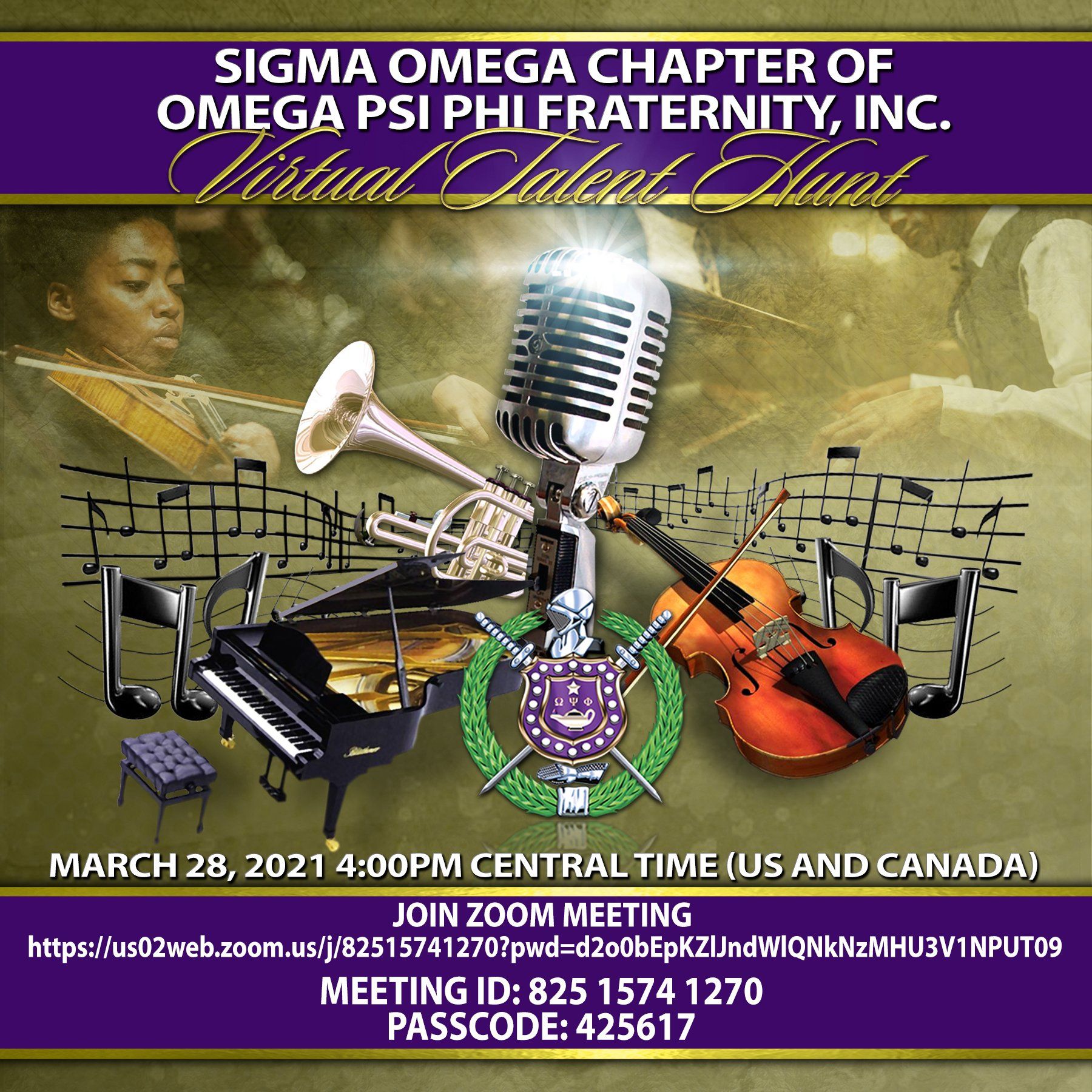 A poster for sigma omega chapter of omega psi phi fraternity inc.