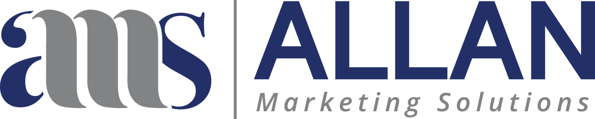 AMS Allan Marketing Solutions logo with blue and gray text and a stylized lowercase &ldquo;a&rdquo; icon