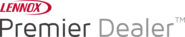 Lennox Premier Dealer logo with the Lennox wordmark in red. The text "Premier Dealer" is in gray.