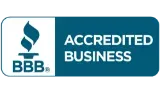 BBB Accredited Business logo: blue flame over BBB abbreviation, "Accredited Business" text.