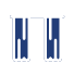 Um logotipo azul e branco com a letra h em um fundo branco.