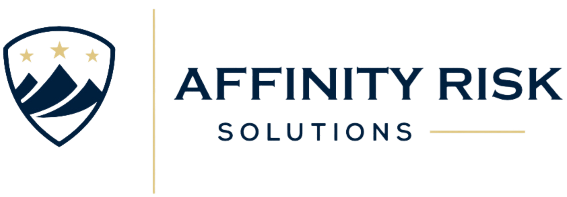 Affinity Risk Solutions logo with navy shield icon and gold stars on a white background