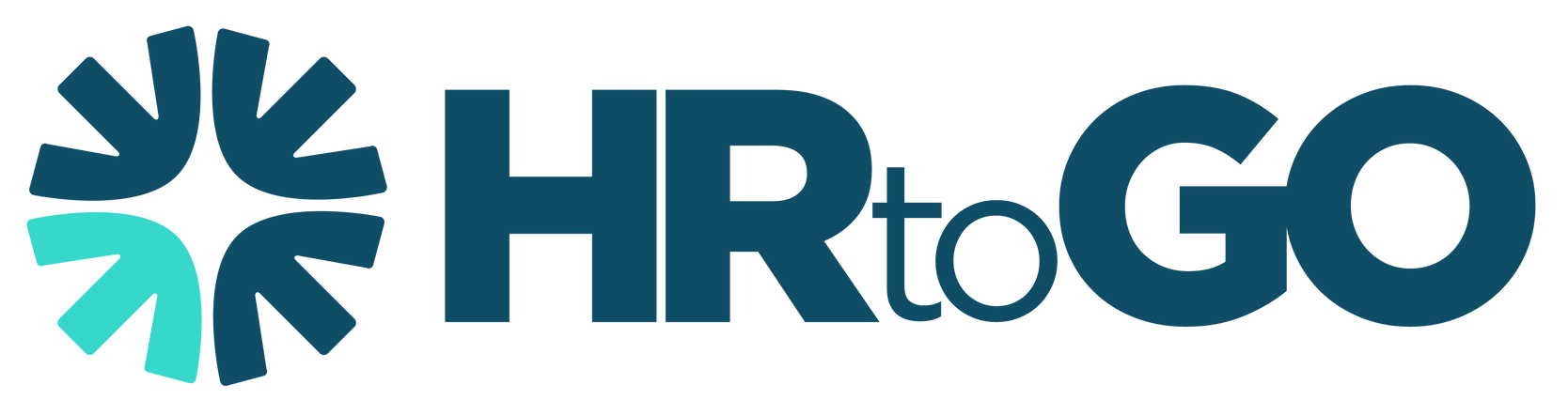 HR to GO logo with teal snowflake icon and dark blue text on white background
