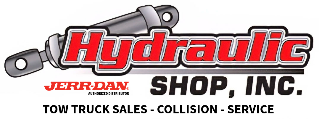 Hydraulic Shop, Inc. logo with a silver hydraulic cylinder and red-and-black text.