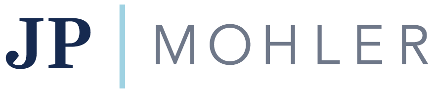 JP Mohler logo with blue “JP” and gray “MOHLER” text separated by a thin blue line