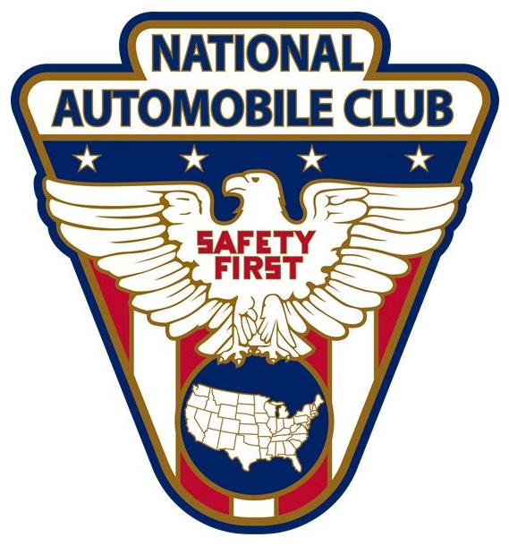 National Automobile Club safety emblem with eagle, U.S. map, and red-white-blue shield