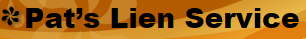 Pat's Lien Service logo in black text and paw print on an orange background