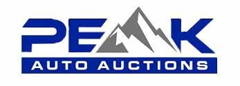 PEAK Auto Auctions logo in blue with gray mountain peaks