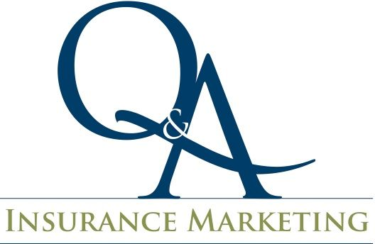Q&A Insurance Marketing logo in blue and gold with stylized Q and A letters