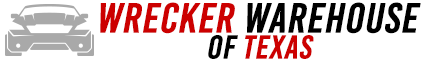 Wrecker Warehouse of Texas logo with gray tow truck and red-and-black text