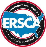 ERSCA logo with blue U.S. map inside a red, black, and white circular badge for Emergency Road Service Coalition of America