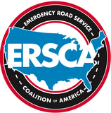 ERSCA logo: blue U.S. map with white letters on a black and red circular emblem