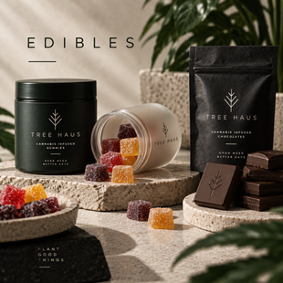 Cannabis gummies and edible products displayed at Tree Haus Cannabis Boutique