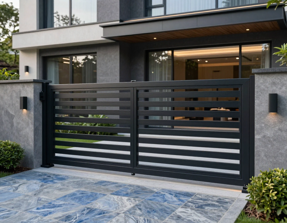 Proyecto de port&oacute;n moderno en residencia premium