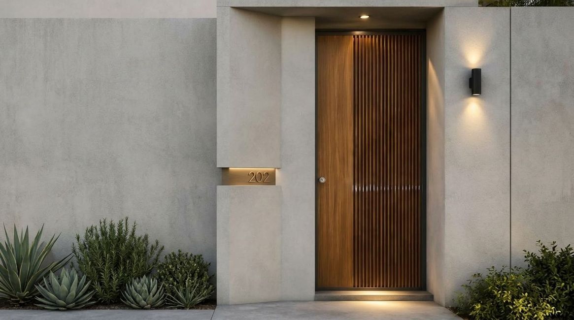Portón moderno instalado en vivienda contemporánea