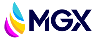MGX logo with colorful abstract flame icon in blue, pink, purple, and yellow