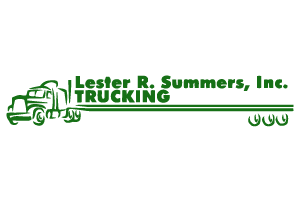 Green truck logo reading “Lester R. Summers, Inc. TRUCKING” on a white background