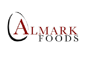 Almark Foods logo with red and black text and a stylized black “C” shape