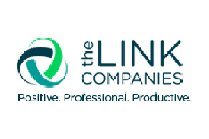 The Link Companies logo with teal and green icon and tagline, “Positive. Professional. Productive.”