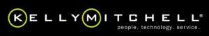 KellyMitchell logo on black background with green circular accents and the tagline “people. technology. service.”