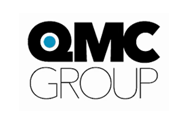 QMC Group logo with black text and a blue dot in the Q.