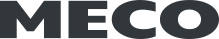 Black MECO logo in bold capital letters on a white background