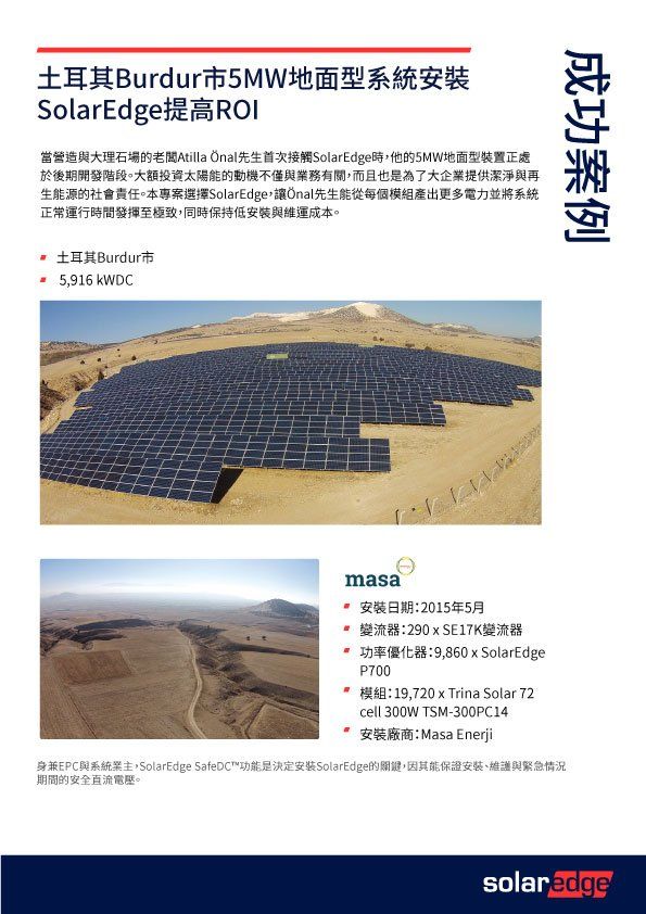 SolarEdge案例研究:土耳其布爾杜爾的5MW太陽能發電廠。