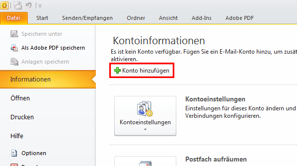 Email Einrichtung Outlook
