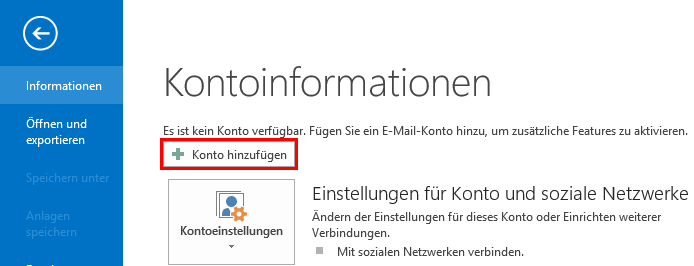 Email Einrichtung Outlook