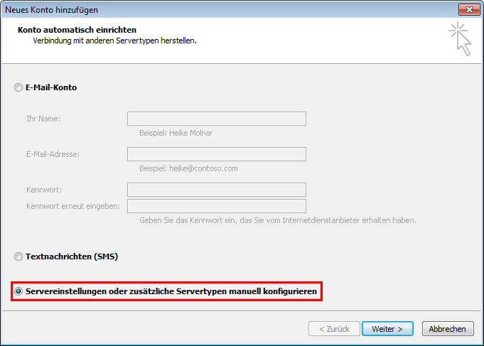 Email Einrichtung Outlook