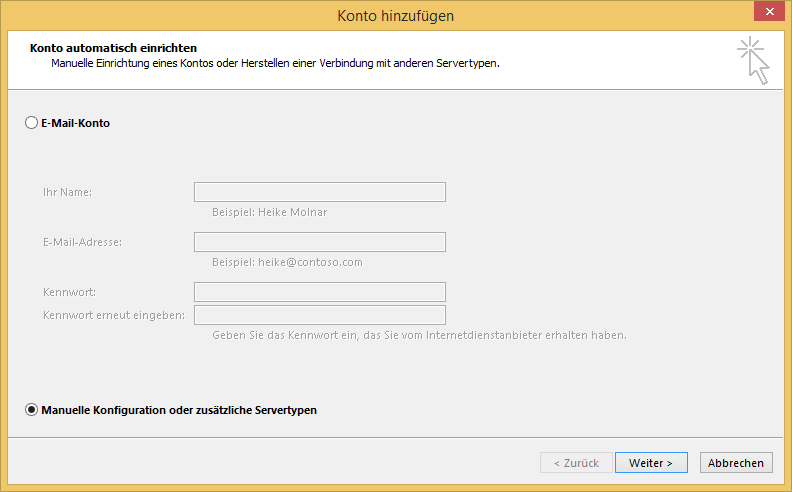 Email Einrichtung Outlook