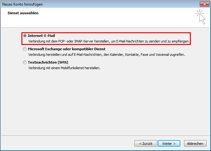 Email Einrichtung Outlook