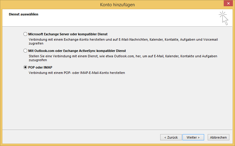 Email Einrichtung Outlook