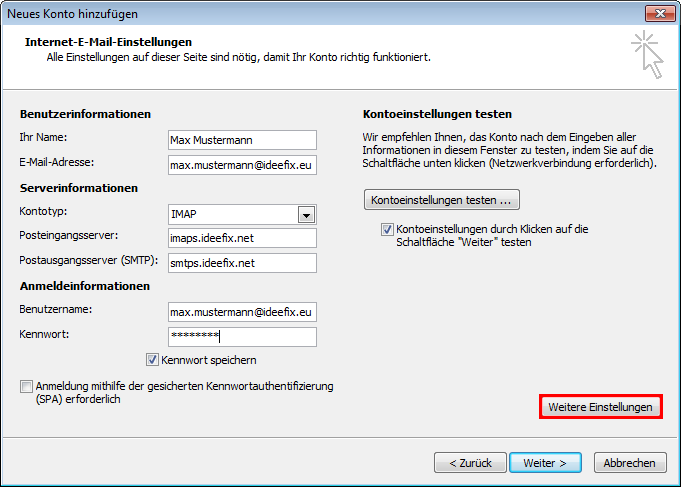 Email Einrichtung Outlook