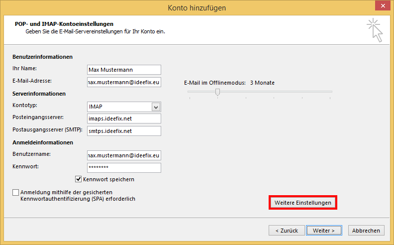 Email Einrichtung Outlook