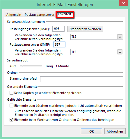 Email Einrichtung Outlook